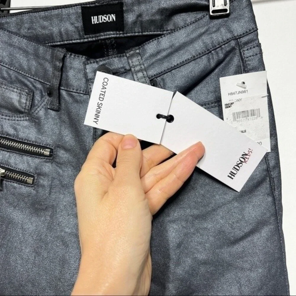 Hudson Kid’s Coated Skinny Jeans in Ebony 8 NWT